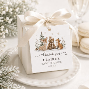 Winter-Waldtiere Süße Babyparty Dankeschön Geschenkanhänger