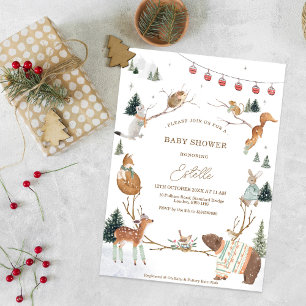 Winter-Waldtiere-Wald-Baby-Party Einladung