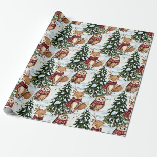 Winter-Waldtiere-Weihnachtsmuster Geschenkpapier
