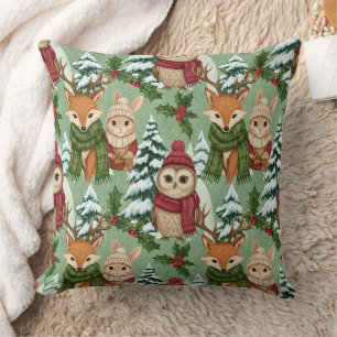 Winter-Waldtiere-Weihnachtsmuster Kissen