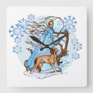 Winter Walk Quadratische Wanduhr