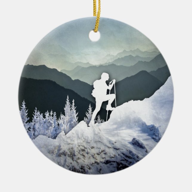 Winter-Wanderung Keramikornament (Vorne)