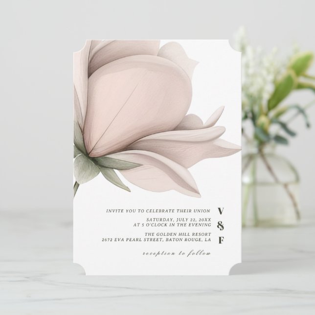 Winter warm Single Big Floral Wedding Einladung (Stehend Vorderseite)