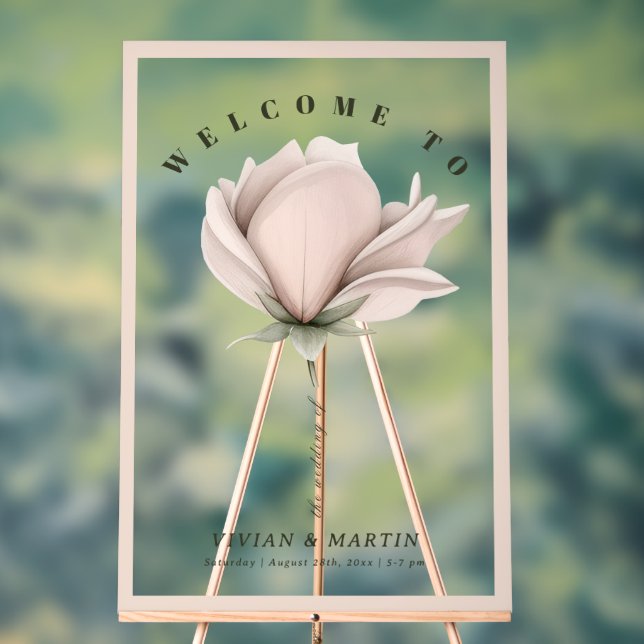 Winter warm Single Big Floral Wedding Willkommen Acrylschild (Neutral)