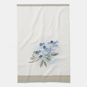 Winter-Wasserfarbe Blaubeere Botanisch Geschirrtuch
