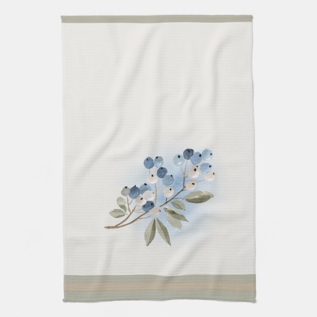 Winter-Wasserfarbe Blaubeere Botanisch Geschirrtuch (Vertikal)