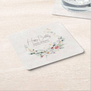 Winter Wasserfarbe Blume Schneeflocke 100. Geburts Rechteckiger Pappuntersetzer