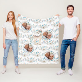 Winter Wasserfarbe Hirsche Blume Blaues FOTO Decke