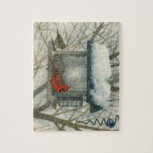 Winter-Wasserfarben-Kardinal