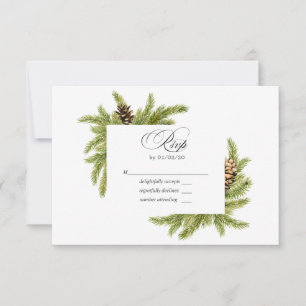 Winter-Wasserfarben-Kiefern-Hochzeit-RSVP RSVP Karte