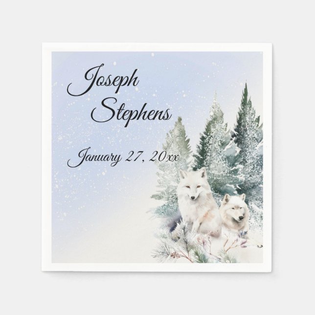 Winter-Wasserfarben-Papiertaschentuch Wald Serviette (Vorderseite)