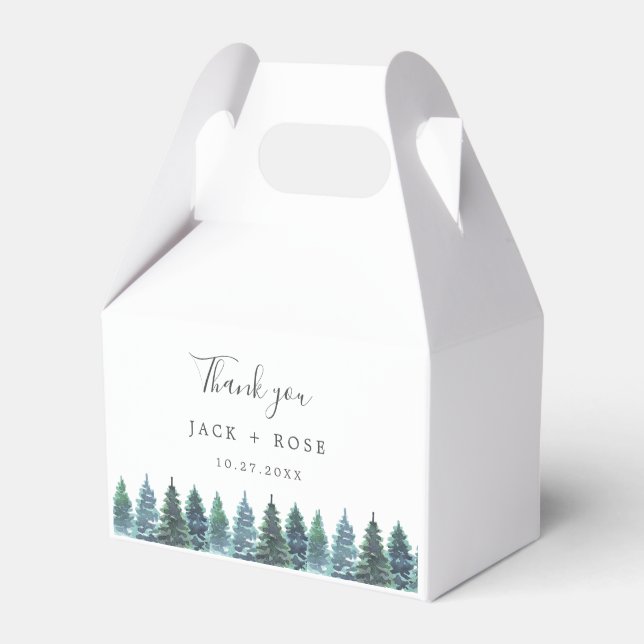 Winter-Wasserfarbenhochzeit Geschenkschachtel (Vorderseite)