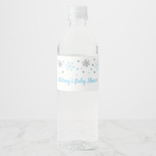 Winter Water Flasche Labels Blue Silver Snowflakes