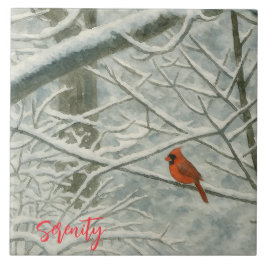 Winter Watercolor Cardinal Fliese