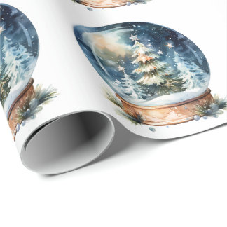 Winter-Watercolor-Christmasbaum-Globe Geschenkpapier