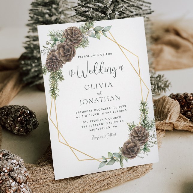 Winter Watercolor Elegante Script Wedding Einladung (Von Creator hochgeladen)