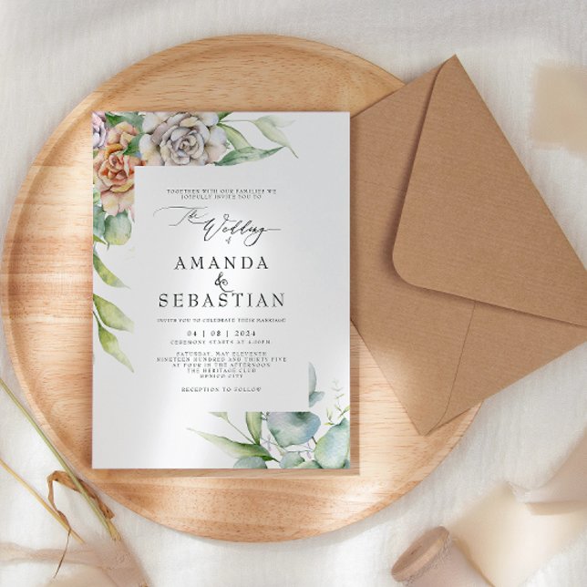 Winter Watercolor Floral Wedding Party Einladung (Von Creator hochgeladen)