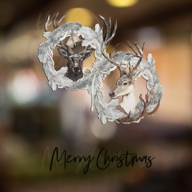 Winter Watercolor Hirschbrand Weihnachten Fensteraufkleber (Von Creator hochgeladen)
