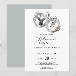 Winter Watercolor Hirschreath Silver Einladung