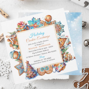 Winter Watercolor Holiday Cookie Exchange Baby Sho Einladung