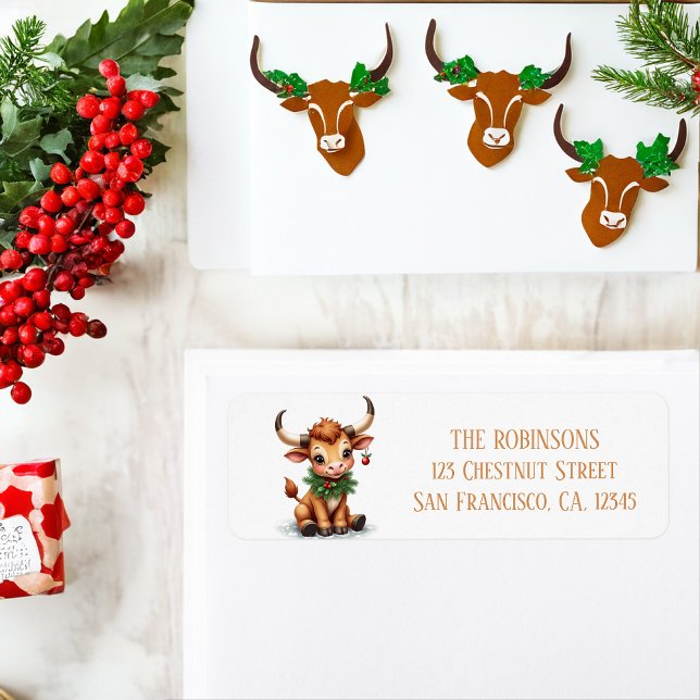 Winter Watercolor Texas Longhorn Calf Garland (Von Creator hochgeladen)