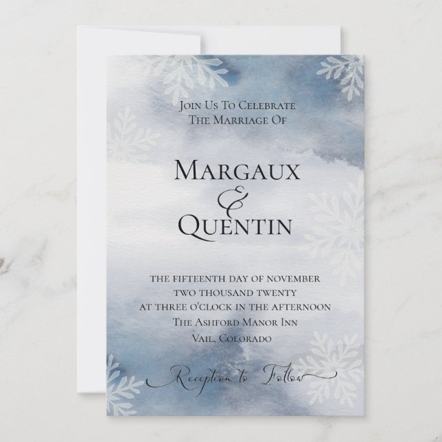 Winter Watercolor Wash Hochzeit Einladung (Vorderseite)
