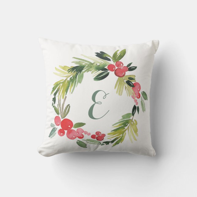 Winter Wedding Blumenmonogramm des Kissen (Vorderseite)
