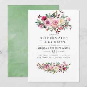 Winter Wedding Bridesmaiers Luncheon Floral Einlad Einladung