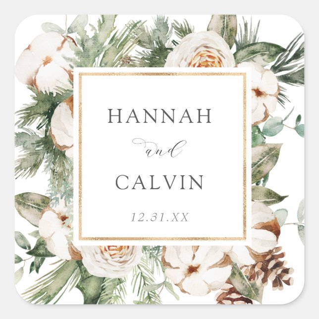 Winter Wedding Classic Round Sticker (Vorderseite)