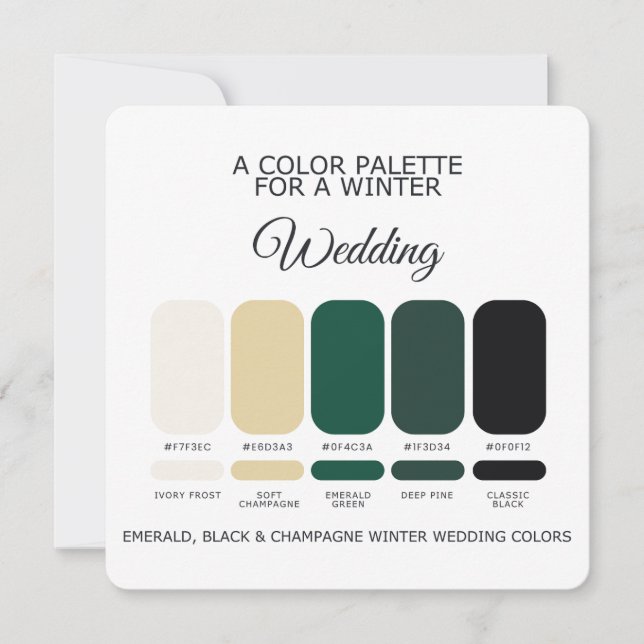 Winter Wedding Color Palette 2026 Card Einladung (Vorderseite)