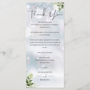 Winter Wedding Empfang Danke Platzkarte Menükarte