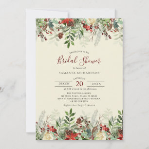  Winter Wedding Floral Berry Brautparty Einladung