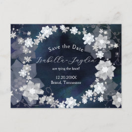Winter Wedding Floral Wreath Save the Date Ankündigungspostkarte