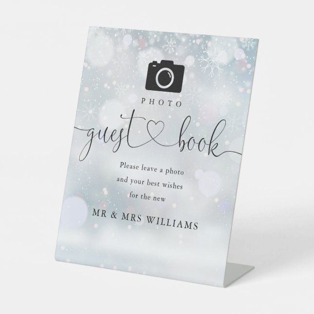 Winter Wedding Foto Gästebuch - Skript Sockelschild (Vorderseite)
