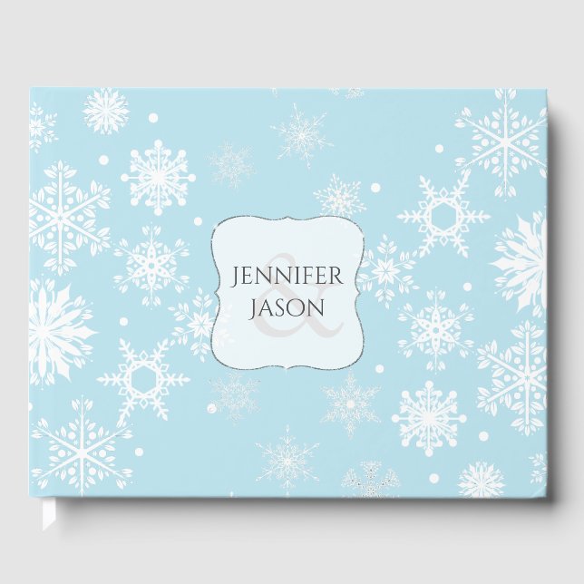 Winter Wedding Gästebuch Weißer Schneeflocken (Vorderseite)
