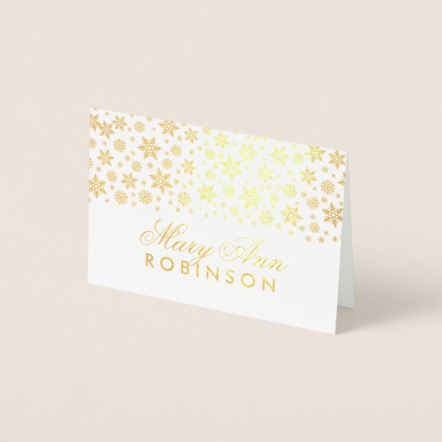 Winter Wedding Guest Seating Platzkarte Gold Folienkarte (Vorderseite)