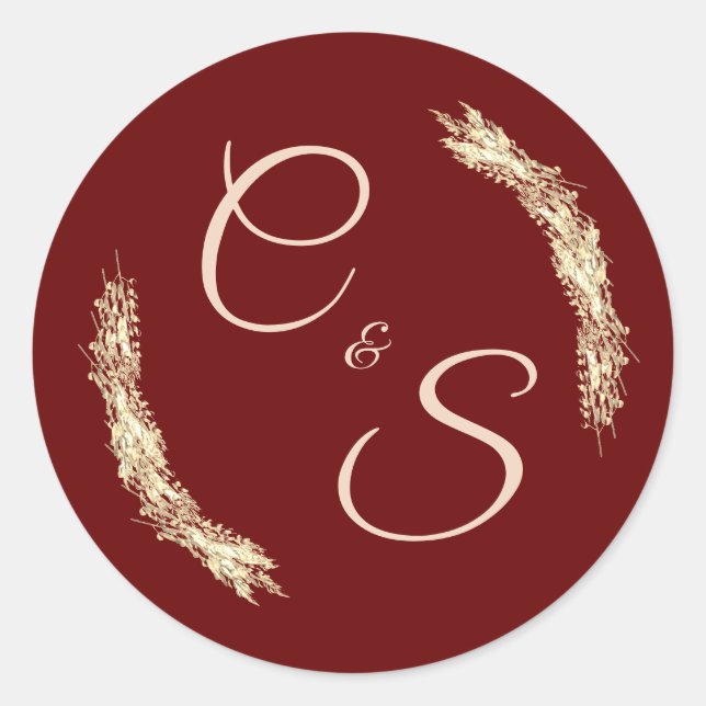 Winter Wedding Mit Monogramm Stationary Sticker (Vorderseite)