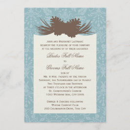 Winter Wedding Pinecones und Damask Einladung