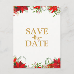 Winter Wedding Poinsettia Urlaub Save the Date Ankündigungspostkarte