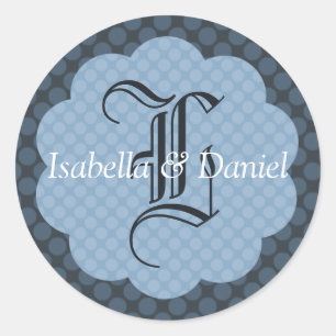 Winter Wedding Polka Dot Muster Custom Monogram Runder Aufkleber