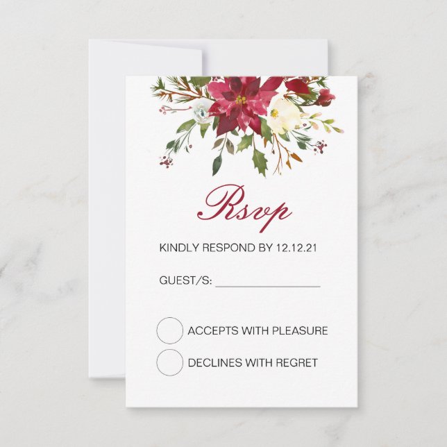 Winter Wedding RSVP Card, Custom RSVP Card Karte (Vorderseite)