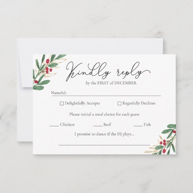 Winter Wedding RSVP Cards - Moderne Weihnachten (Vorderseite)