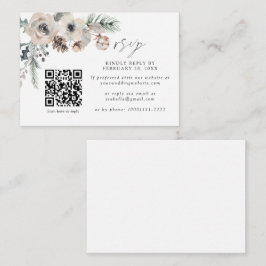 Winter Wedding Rustic White QR Code Hochzeit RSVP Begleitkarte