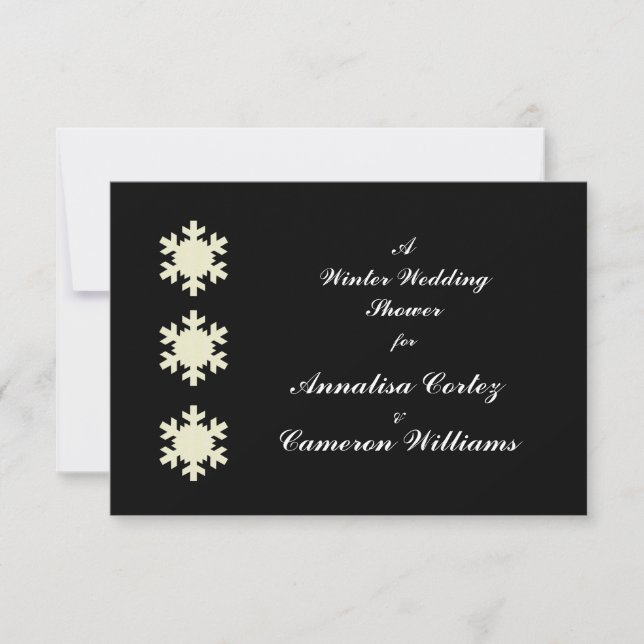 "Winter Wedding Shower" mit Schneeflocken Einladung (Vorderseite)