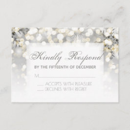 Winter Wedding Silver and Gold Sparkle RSVP Karte
