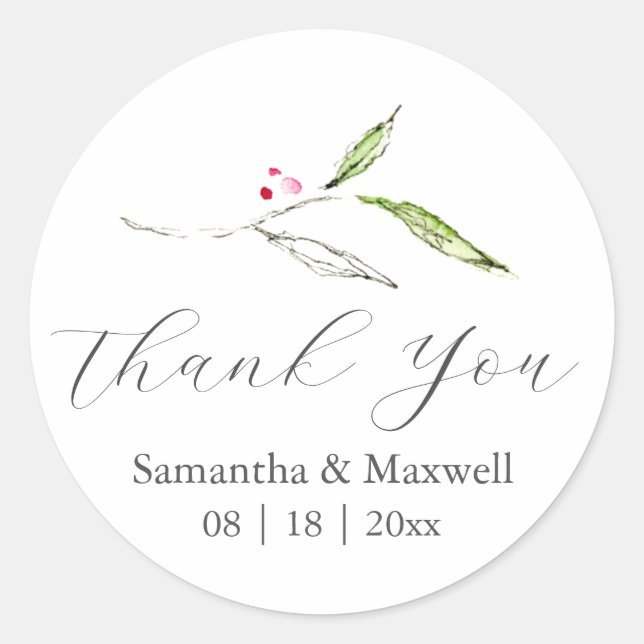Winter Wedding Stickers Vielen Dank (Vorderseite)