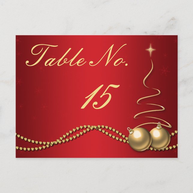 Winter Wedding Tischnummer - Deep Red & Gold (Vorderseite)