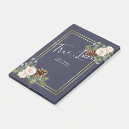Winter Wedding White Roses Gold Dusty Blue Post-it Klebezettel