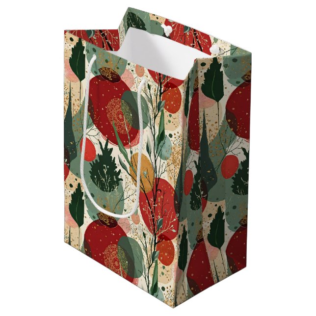 Winter / Weihnachten Abstrakte Kunst Mittlere Geschenktüte (Vorderseite Schrägansicht)