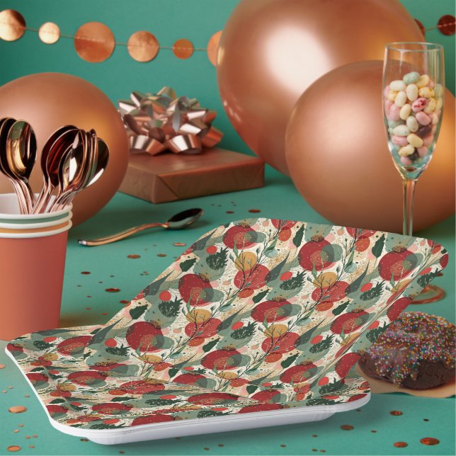 Winter / Weihnachten Abstrakte Kunst Pappteller (Multi)